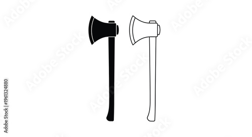Two axes depicted in contrasting styles a black silhouette