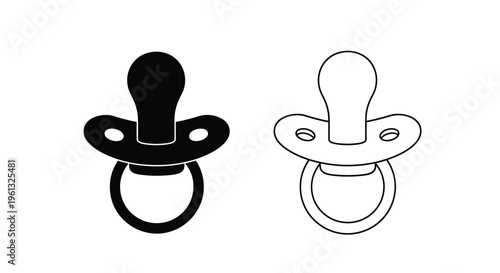 Two baby pacifiers one black and one white in silhouette