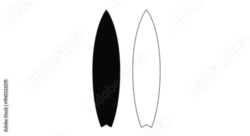 Two surfboard outlines one dark and one light a striking silhouette