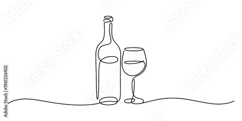 Continuous line drawing of a man using a laptop while riding a hoverboard on a white background.