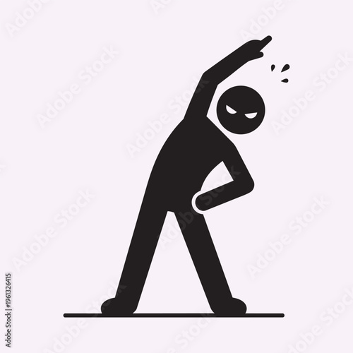 Stick Figure Side Bend Stretch Pre Workout Warm Up Flexibility Exercise Minimal Black Vector Silhouette