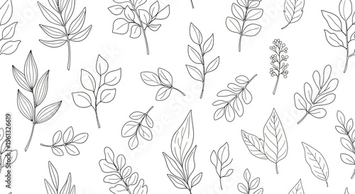Botanical Elegance: A delicate pattern of line-art leaves and branches, creating a harmonious and aesthetically pleasing design.