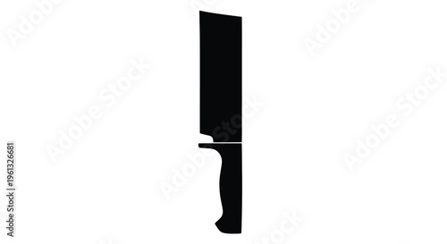 A stark black silhouette of a kitchen knife against white background silhouette