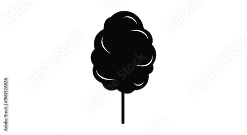 A black silhouette of fluffy cotton candy on a white background