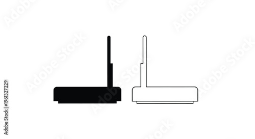 Two routers one solid black and one outlined in a minimalist silhouette