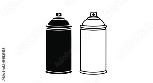 Two spray paint cans in a striking black and white silhouette