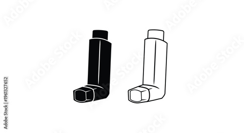 Two inhaler designs one dark and one light in silhouette