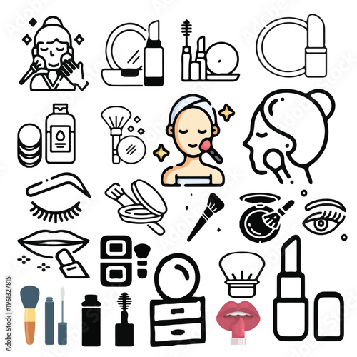 Makeup and Beauty Icon Set for Skincare and Cosmetic Design