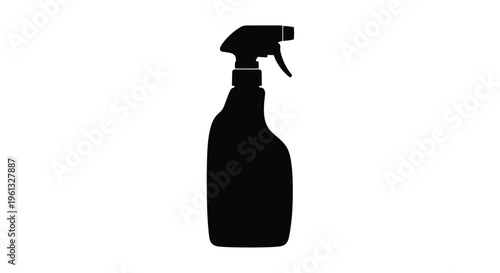 A black silhouette of a spray bottle against a white background silhouette