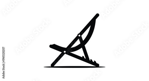 Simple black silhouette of a beach chair with a cast shadow
