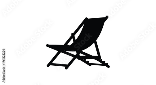 A black silhouette of a beach chair against a white background silhouette