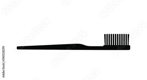 A black toothbrush depicted in a simple graphic silhouette