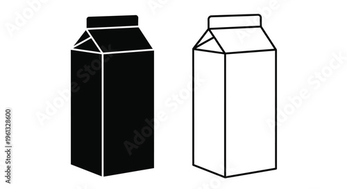 Two gable top cartons one black and one white in a graphic silhouette