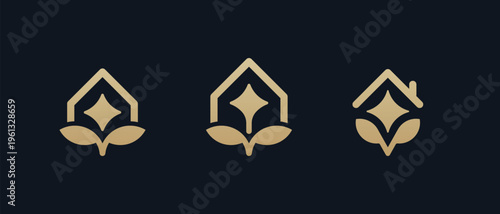 Luxury spa logo design set. Abstract beauty flower symbol icon sign vector illustration template