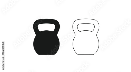 Two kettlebell icons one solid and one outlined displayed side by side silhouette