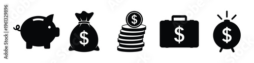 Financial symbols and money icons