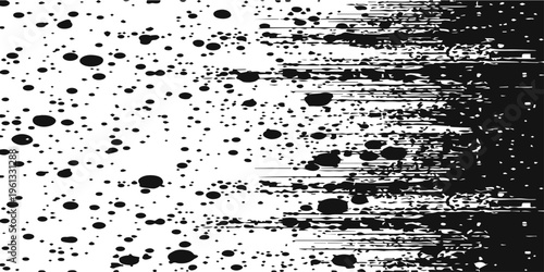 Black vector grunge background featuring artistic ink splat patterns and dirty paint textures with a decorative splatter border illustration