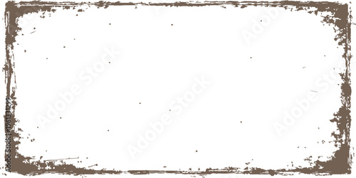 Vintage black ink splatter and paint brush strokes create a dirty grunge frame design on textured paper with an artistic liquid drop pattern