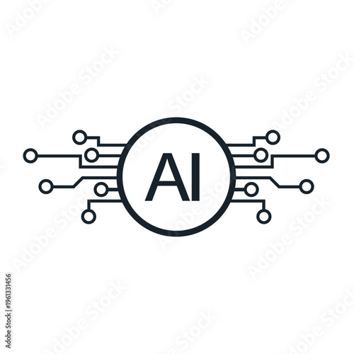 Artificial intelligence AI processor chip icon