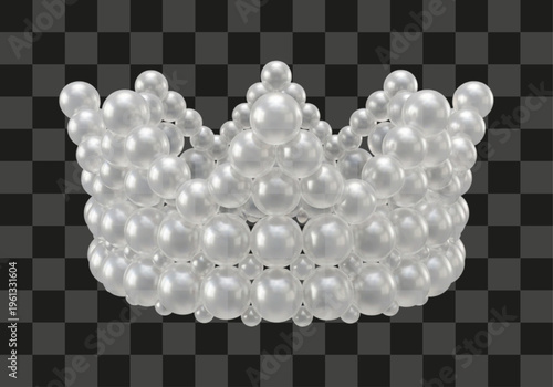 Sophisticated three dimensional render of a spherical crown reflecting light and elegance on a transparent background
