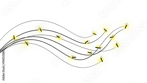 Mesmerizing Movement of Shimmering Fireflies Following Curving Paths of Light