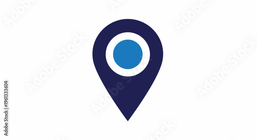 Dark Blue Location Pin Icon with Light Blue Circle Isolated on White Background