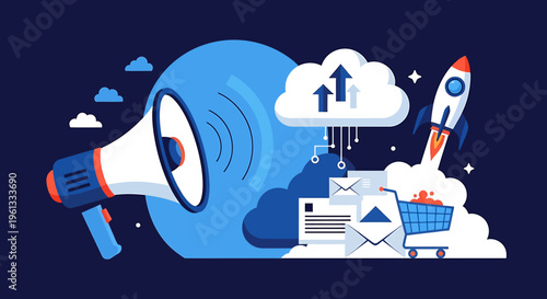 Megaphone Loudspeaker Advertising Promotion Concept.