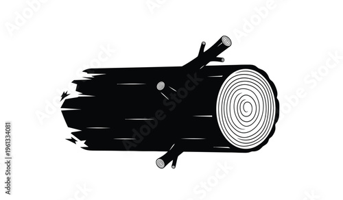 Silhouette of a person sitting on a log with a tree ring pattern