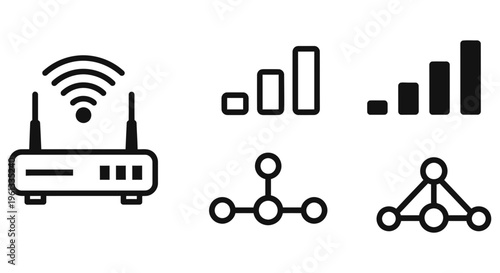 Network router with signal strength and network connection icons