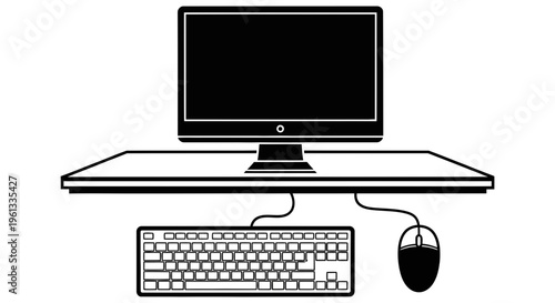 Computer setup with monitor on a desk