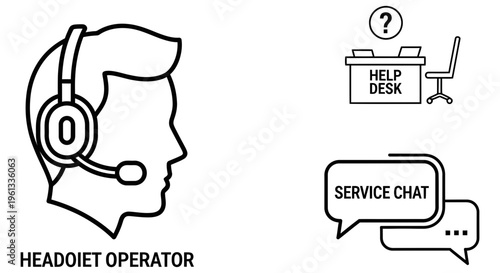 Customer support representative wearing headset for service chat