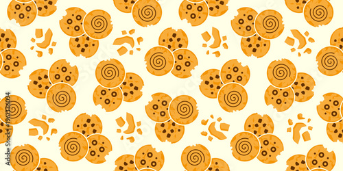 biscuit seamless pattern vector illustration. biscuit seamless pattern background design. cookies seamless pattern background vector illustration