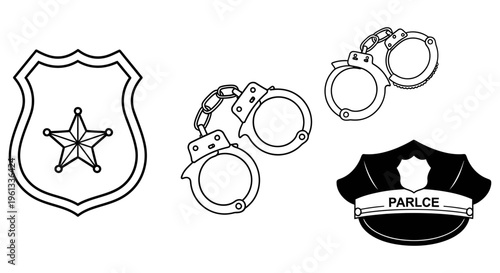 Police badge and handcuffs for law enforcement illustration