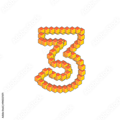 3D Cubic Numbers 3 with bright colors