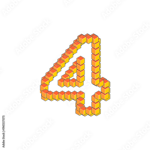 3D Cubic Numbers 4 with bright colors