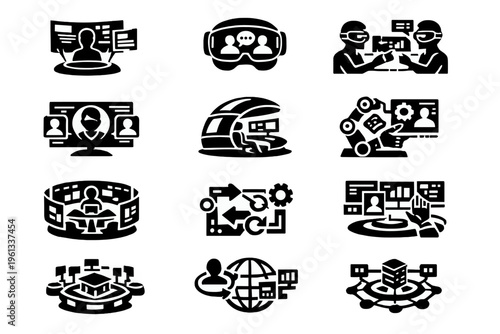 Icon image symbol collaboration simple work vector future technology generation advanced remote