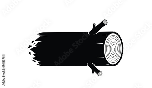 Silhouette of a tree stump with branches and cut end