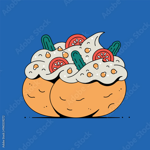 loaded baked potato with sour cream cartoon