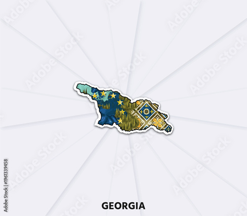 Georgia map sticker. Clean vector design perfect for travel, geography, branding, education and European themed projects.