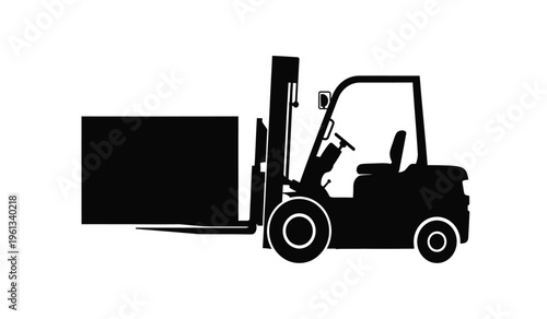 Silhouette of a forklift with a large pallet silhouette