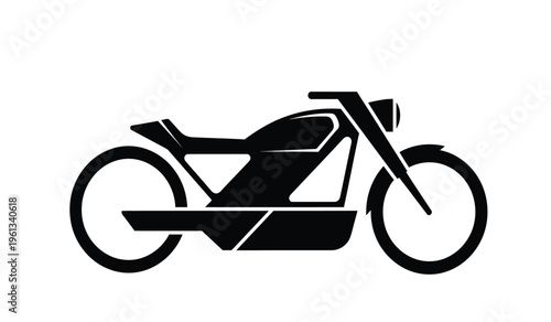 Silhouette of a futuristic motorcycle with saddle seat and exposed frame