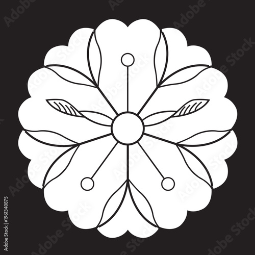 日本の伝統的な家紋の植物紋「桜紋」のイラストベクターデータ