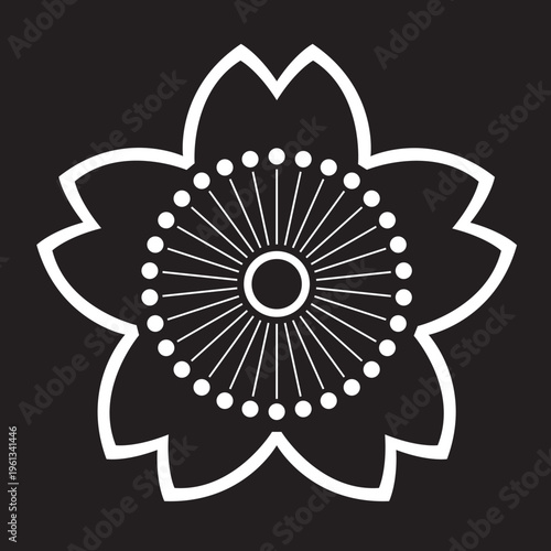 日本の伝統的な家紋の植物紋「桜紋」のイラストベクターデータ