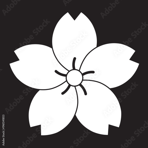 日本の伝統的な家紋の植物紋「桜紋」のイラストベクターデータ