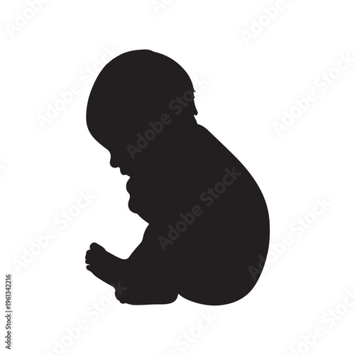 Silhouette of baby isolated on white background
