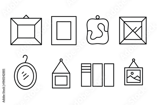 Minimalist Picture Frame and Artwork Icon Set Vector Collection