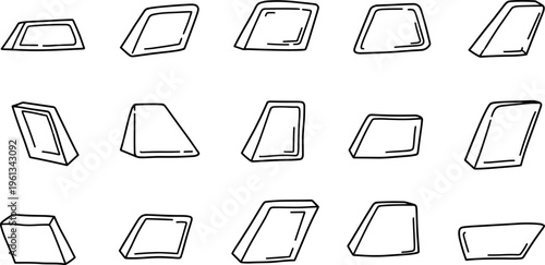 A collection of various 3D rectangular prisms with different orientations