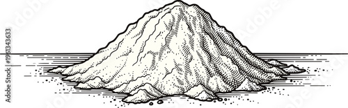 An illustration of a large pile of dirt or sand outdoors
