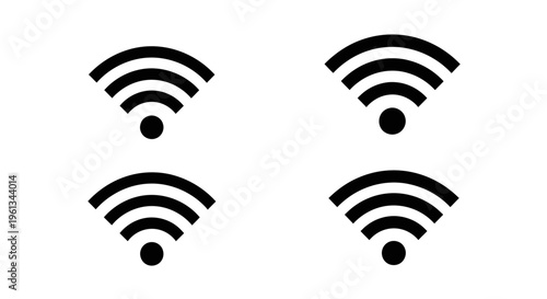 Four black wifi signal icons arranged in a square formation