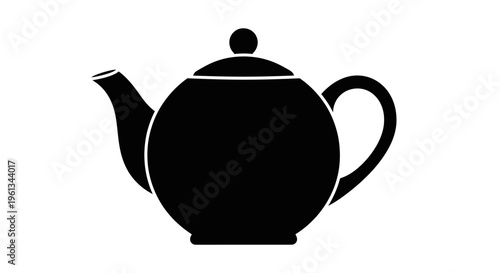 Simple black silhouette of a classic teapot with a rounded body
